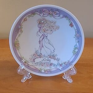 ENESCO PRECIOUS MOMENTS Vintage 1991 'Joan' Girl With Flowers Mini Plate